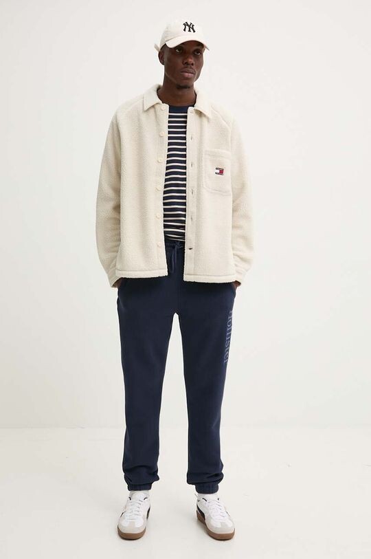 

Хлопковая рубашка с длинным рукавом Tommy Jeans, темно-синий