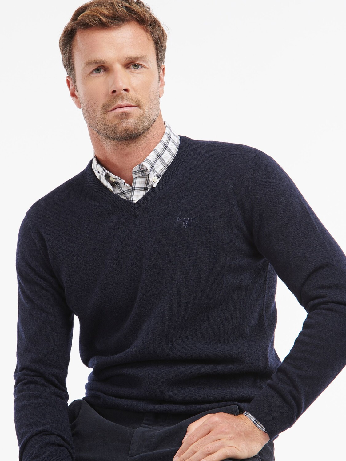 

Джемпер Barbour Essential Wool с круглым вырезом, темно-синий