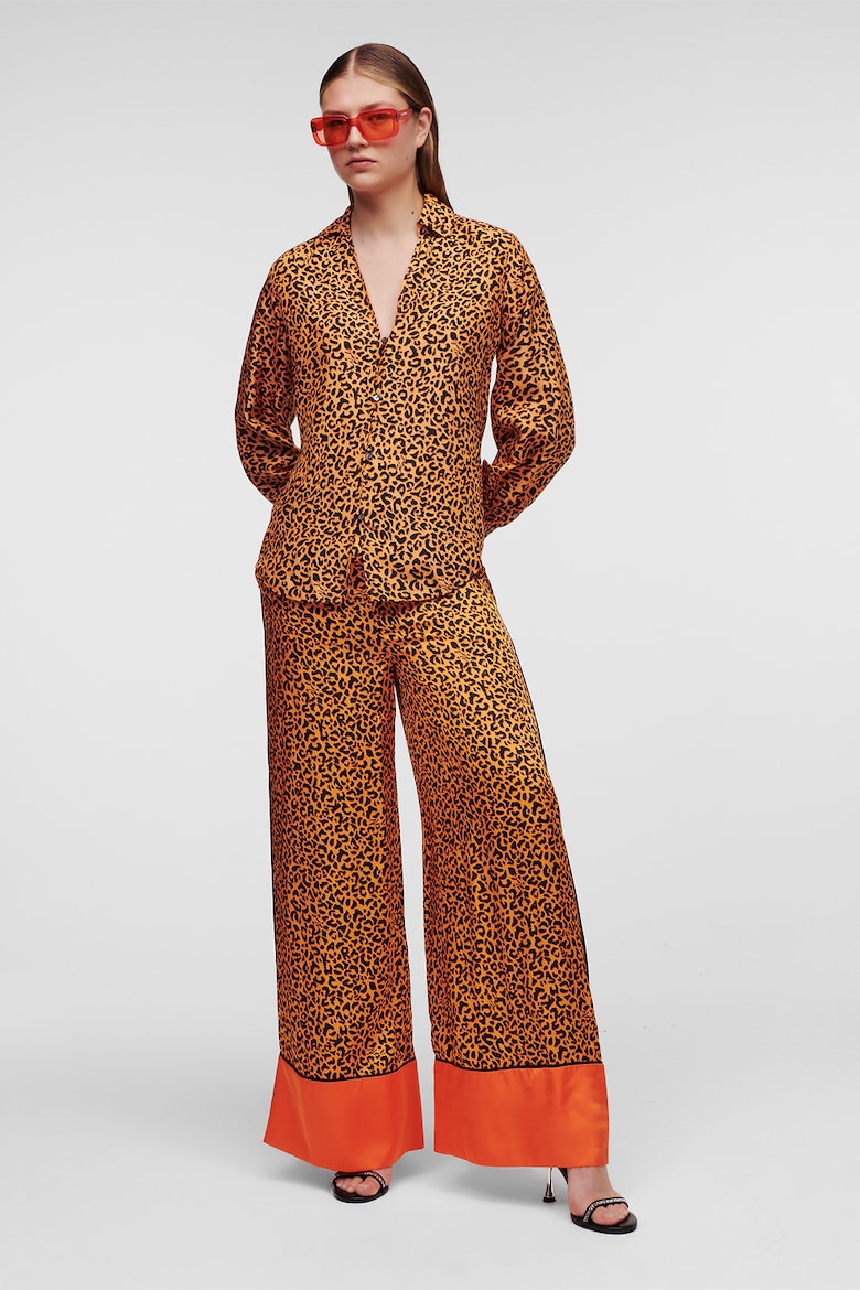 Широкие брюки с животным принтом Karl Lagerfeld, коричневый