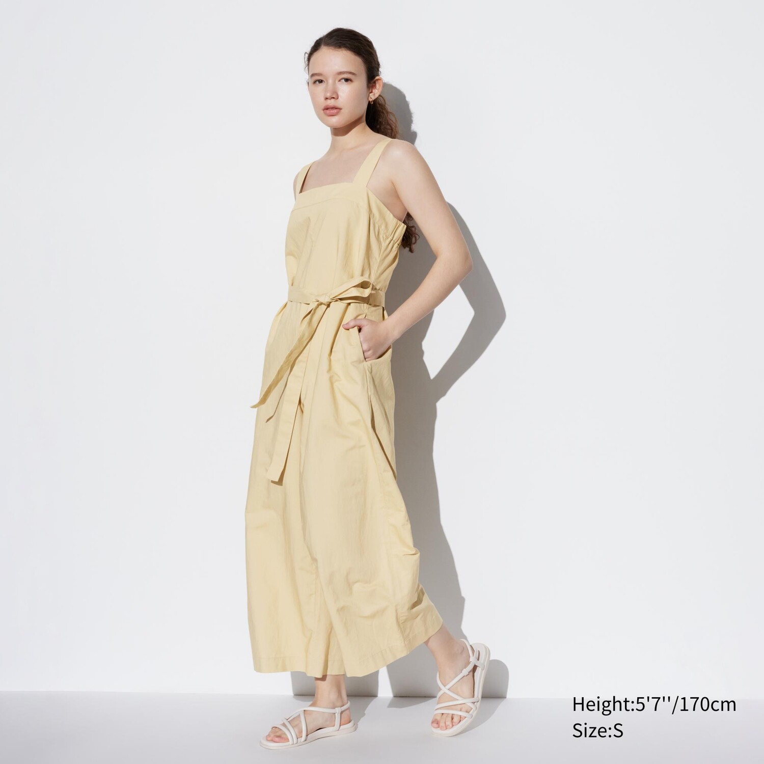 

Льняной комбинезон UNIQLO, бежевый