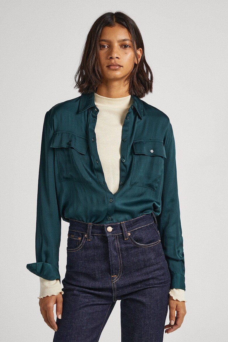 

Атласная рубашка с нагрудными карманами Pepe Jeans London, зеленый
