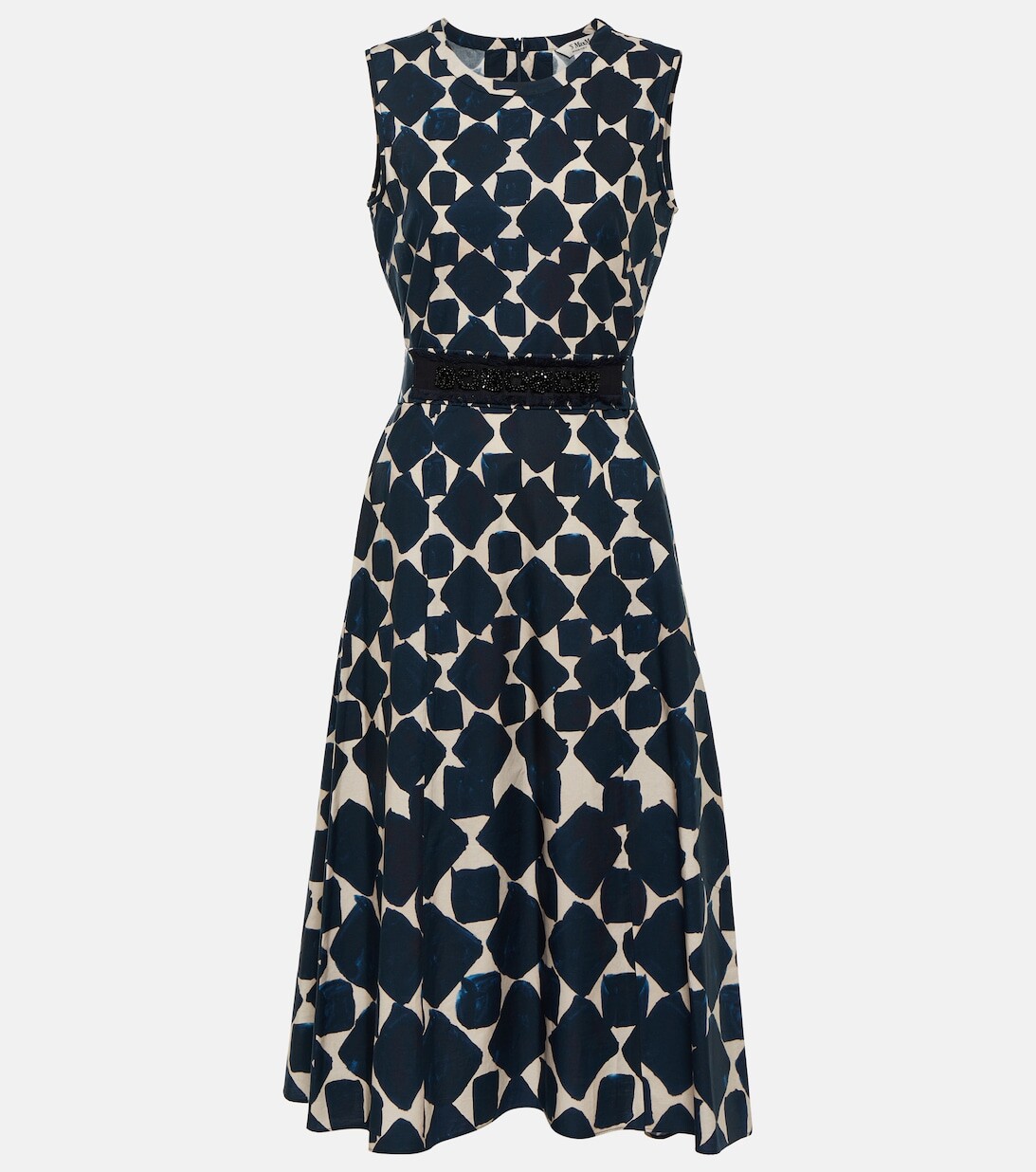 

Поплиновое платье миди Notte с принтом 'S MAX MARA, синий