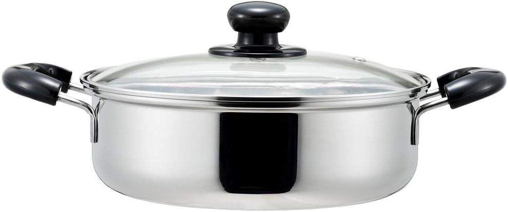 

Yoshikawa SJ2186 Cooklook II, двуручная кастрюля мелкого типа, 9,4 дюйма (24 см), совместима с индукционной индукцией, серебро, нержавеющая сталь, сделано в Японии, Silver
