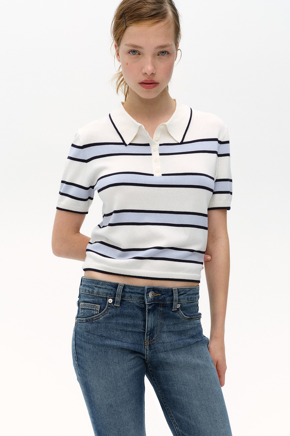 

Рубашка-Поло тонкой вязки H&M, голубой