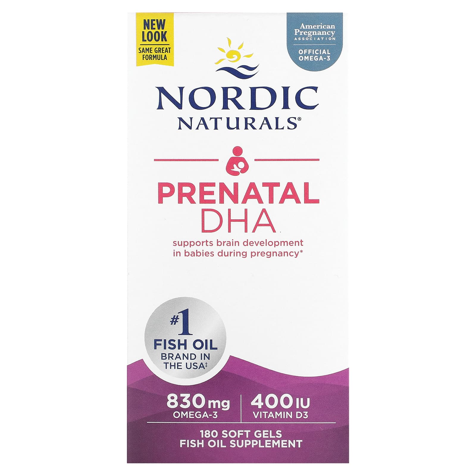 Nordic Naturals ДГК для беременных формула без ароматизаторов 500 мг 180 желатиновых капсул