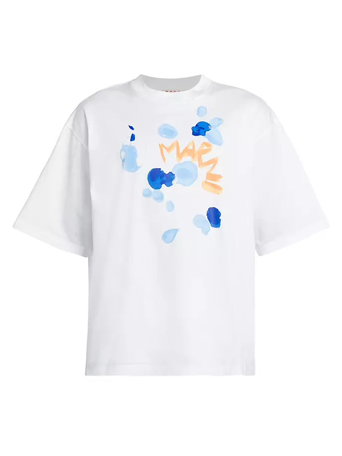 футболка с круглым вырезом и логотипом Marni, цвет lily white футболка marni flower word puzzle цвет lily white