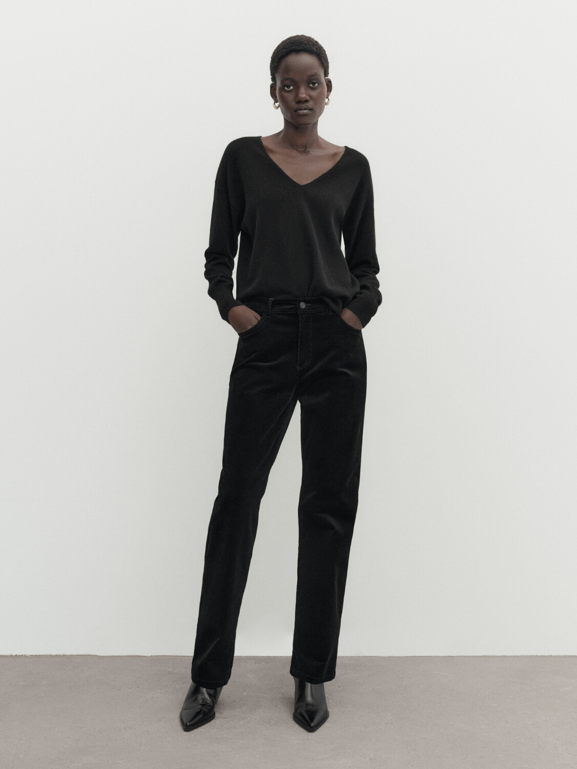 

Брюки свободного прямого кроя Massimo Dutti, черный