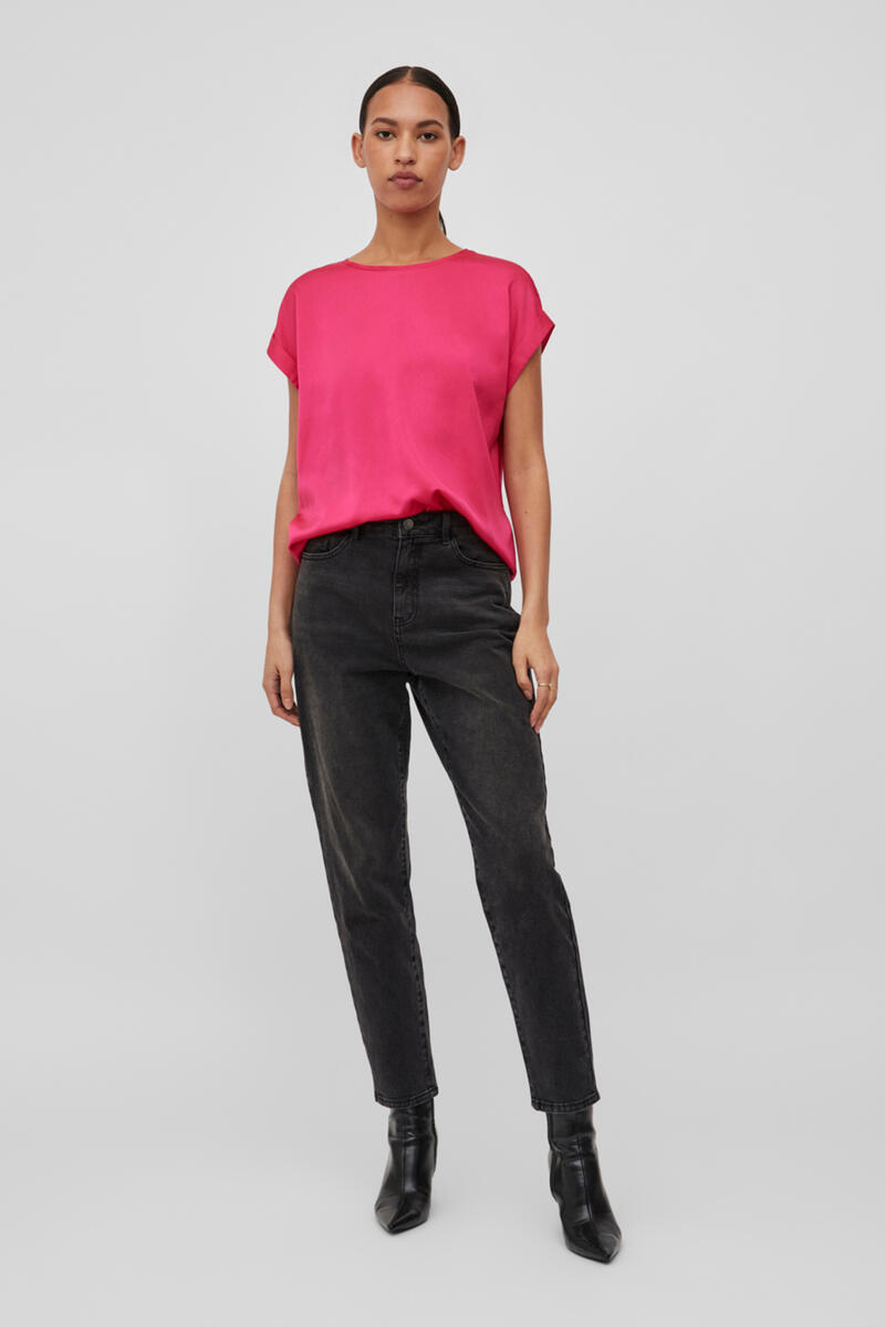 цена Атласная блузка с короткими рукавами Vila, розовый