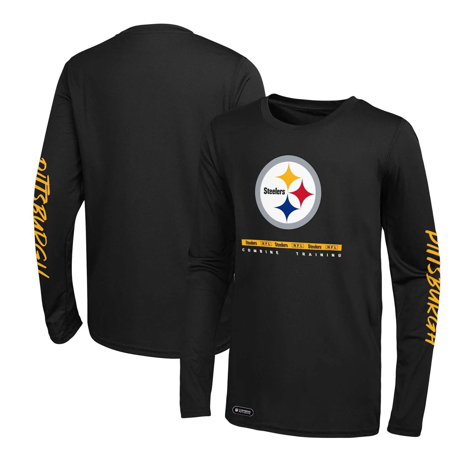 

Мужская черная футболка Pittsburgh Steelers Agility с длинным рукавом Outerstuff