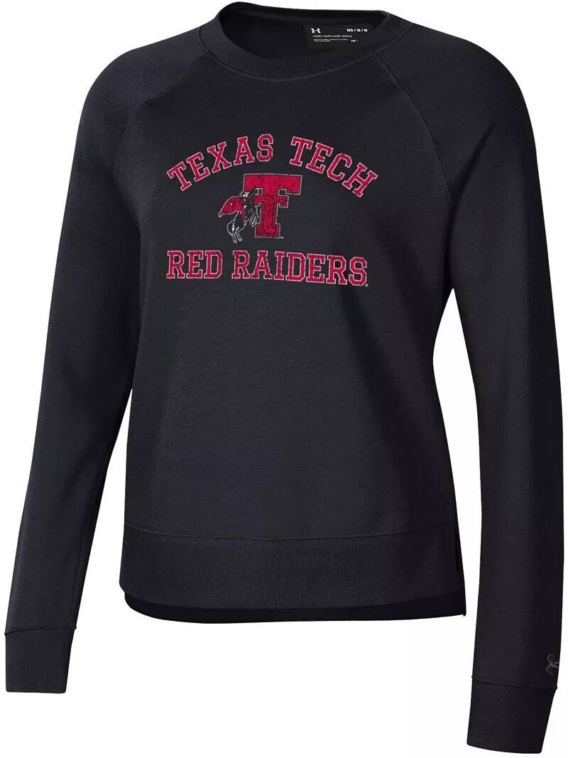 

Женский черный свитшот с круглым вырезом и арочным логотипом Under Armour Texas Tech Red Raiders