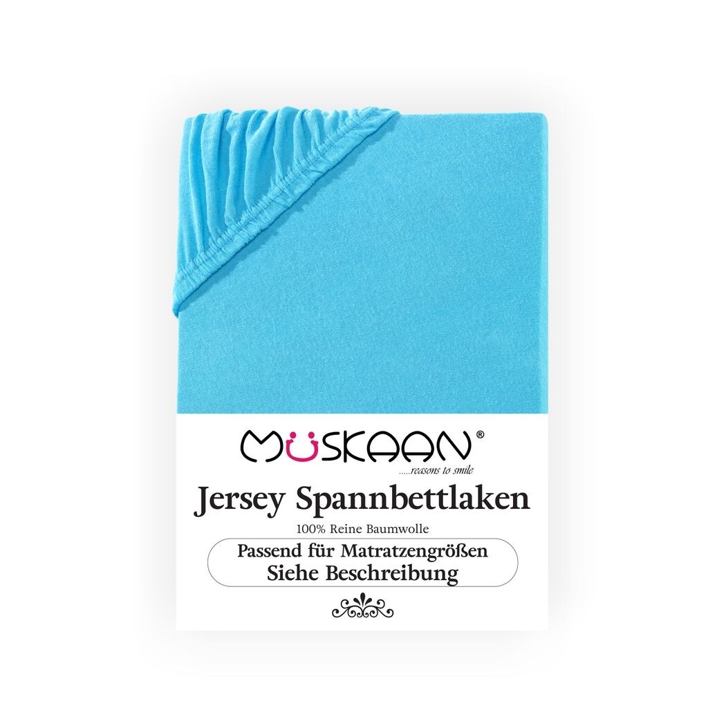 

Müskaan Jersey Topper простыня 180x200 - 200x200 см бирюзовый высота матраса до 10 см простыня на резинке 100% хлопок