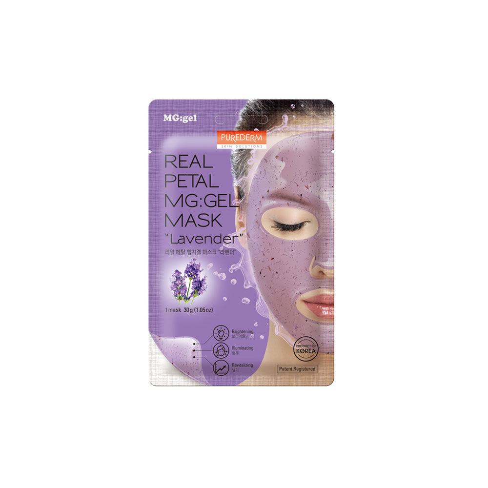 Маска для лица Real petal mg gel mask lavander Purederm, 10 г минеральная вода для лица и тела юга с шалфеем и розмарином 120 г