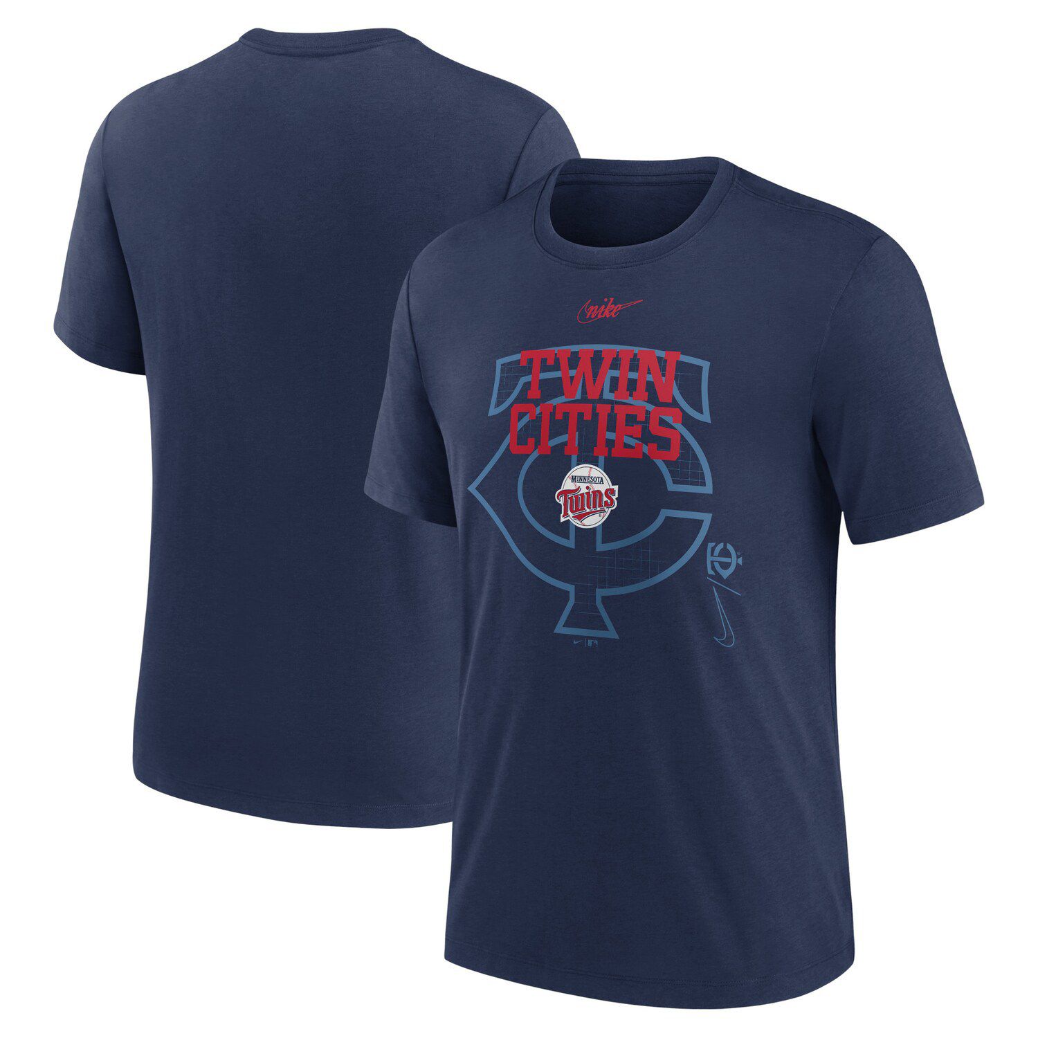 Мужская темно-синяя футболка Minnesota Twins Rewind Retro Tri-Blend Nike