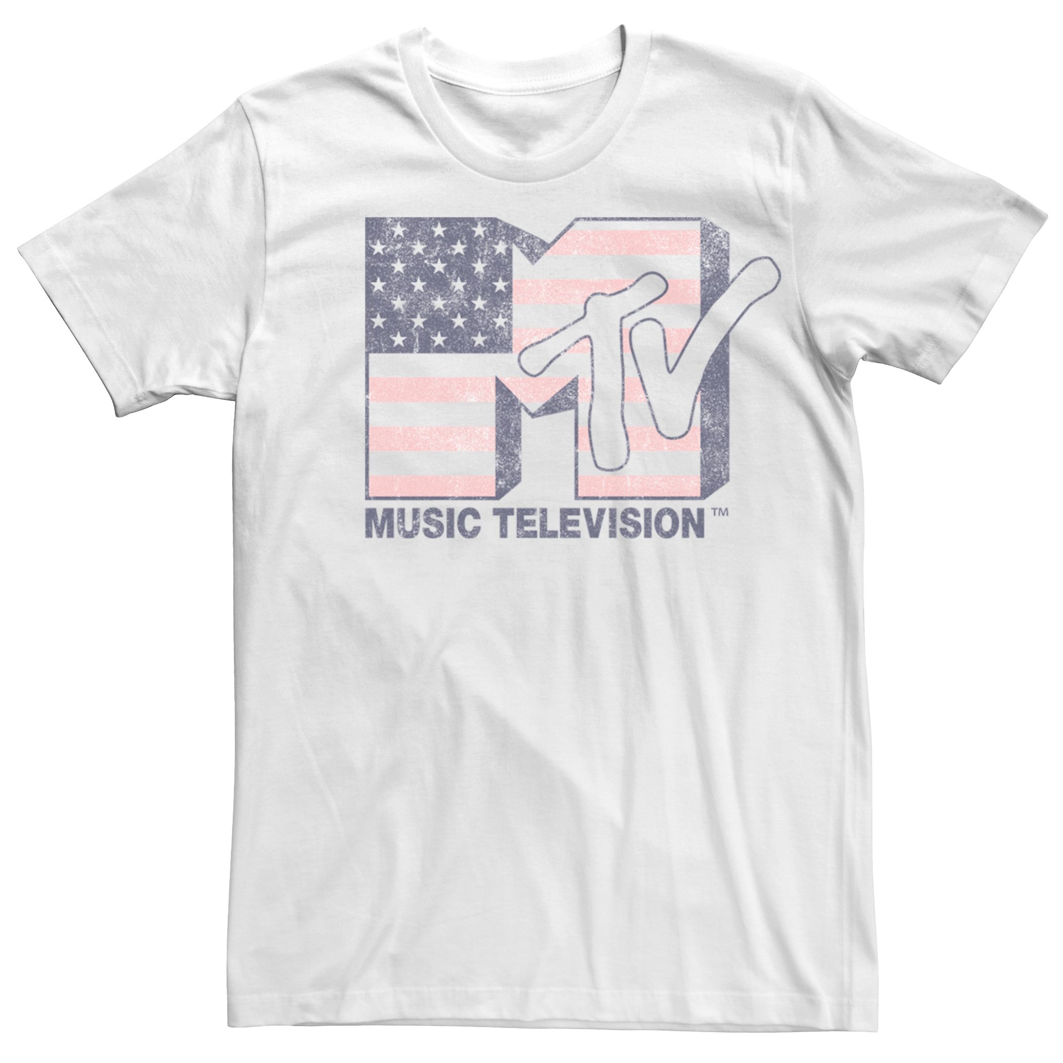 Мужская футболка с логотипом MTV и рваным американским флагом Licensed Character
