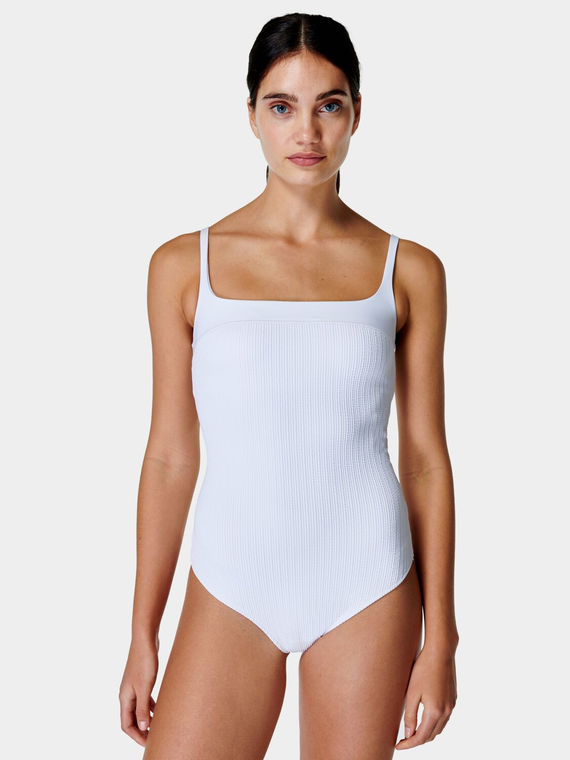 

Sweaty Betty Capri Купальник с жатым квадратным вырезом, белый