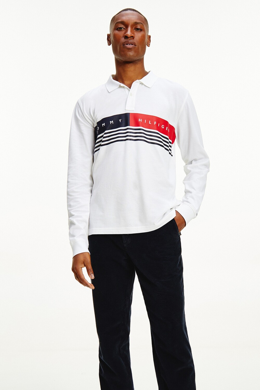

Белая рубашка-поло обычного кроя с длинными рукавами Tommy Hilfiger, белый