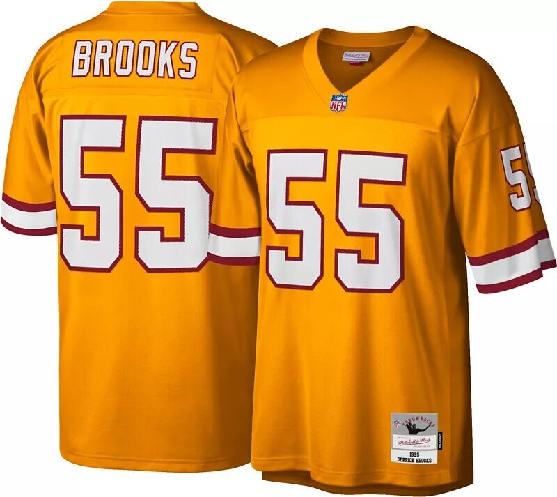 

Мужская футболка Mitchell & Ness Tampa Bay Buccaneers Derrick Brooks # 55, золото 1995 года.