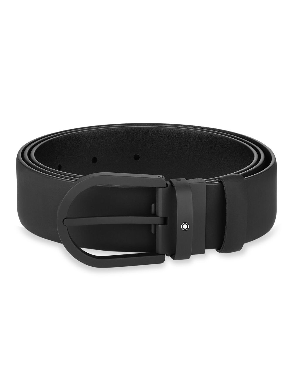 

Кожаный ремень с пряжкой в виде подковы Montblanc, черный