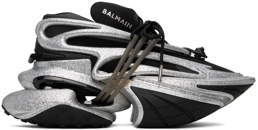 

Серебряные кроссовки Balmain с единорогом, Серый