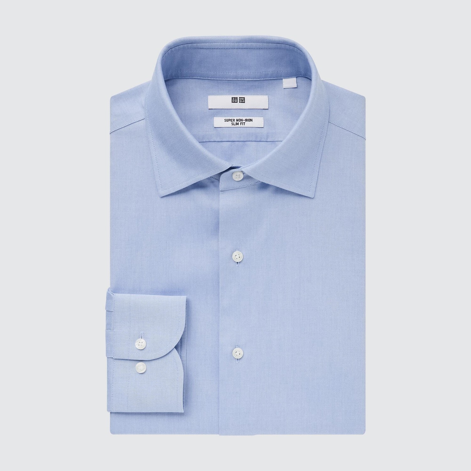 

Рубашка UNIQLO Non-iron узкого кроя, светло-синий
