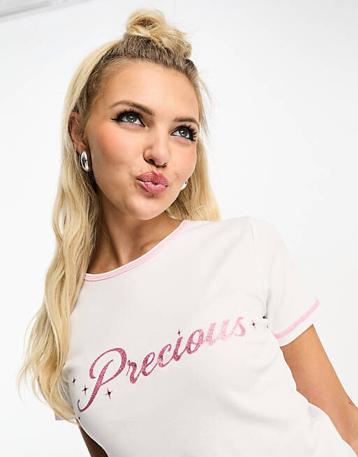 

Белая детская футболка Reclaimed Vintage Precious, Белый