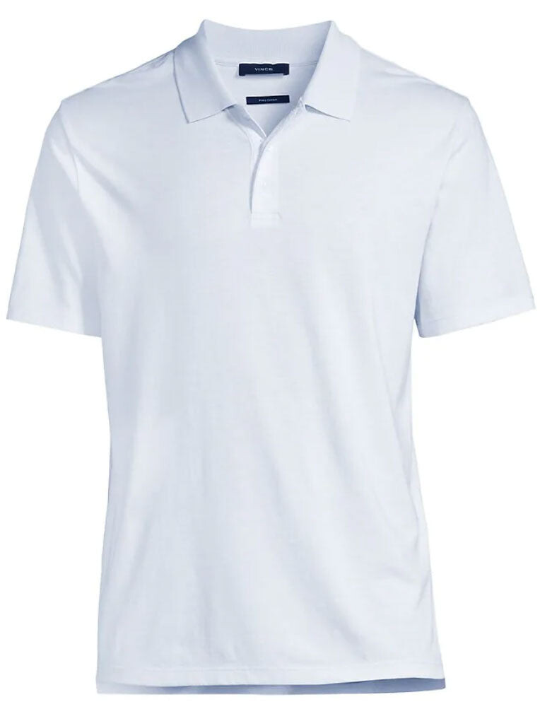 

Мужская голубая хлопковая футболка Vince S/S PIMA Polo Glacier с короткими рукавами, синий