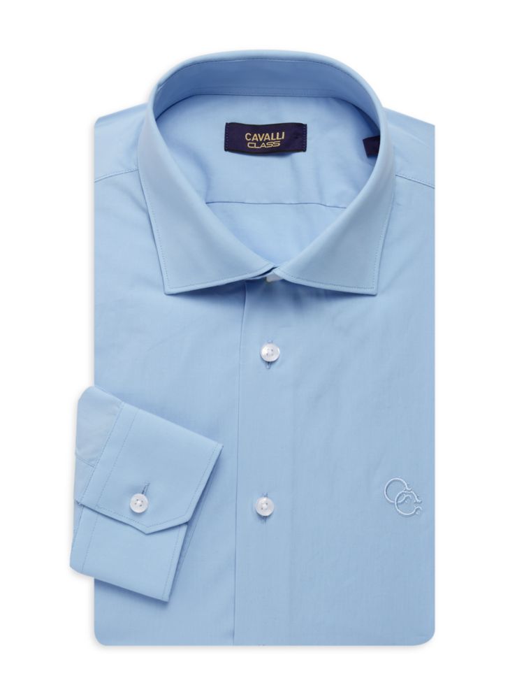 Классическая рубашка комфортного кроя с логотипом Cavalli Class By Roberto Cavalli, цвет Light Blue