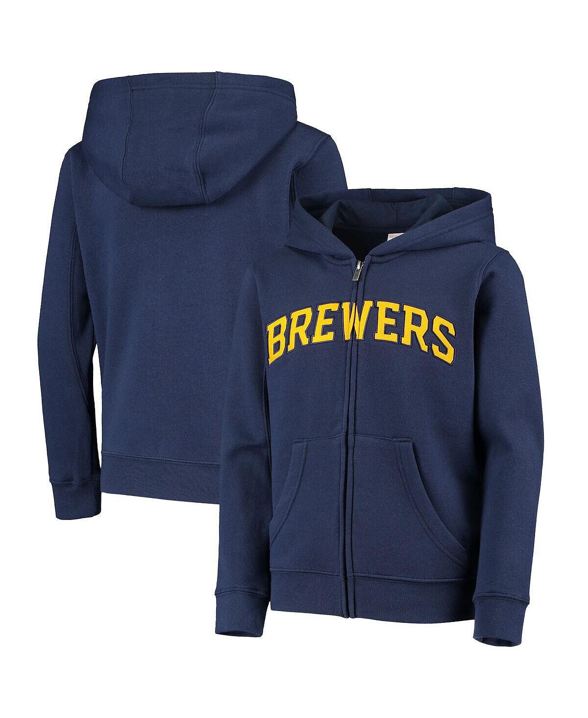 

Темно-синяя толстовка с надписью Big Boys Milwaukee Brewers Team и молнией во всю длину Outerstuff