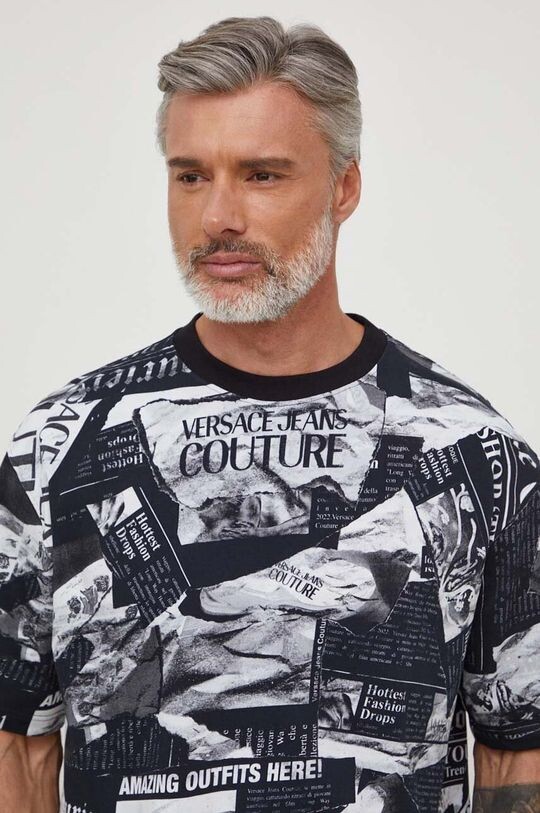 

Хлопковая футболка Versace Jeans Couture, черный