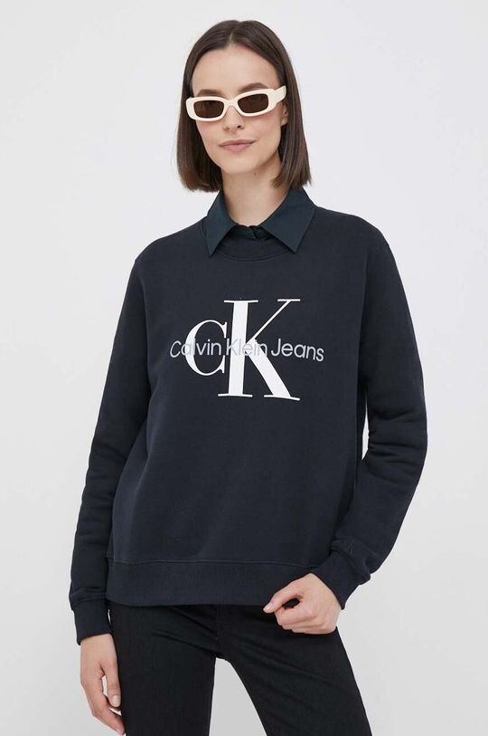 Хлопковая толстовка Calvin Klein Jeans, черный хлопковая толстовка calvin klein jeans черный