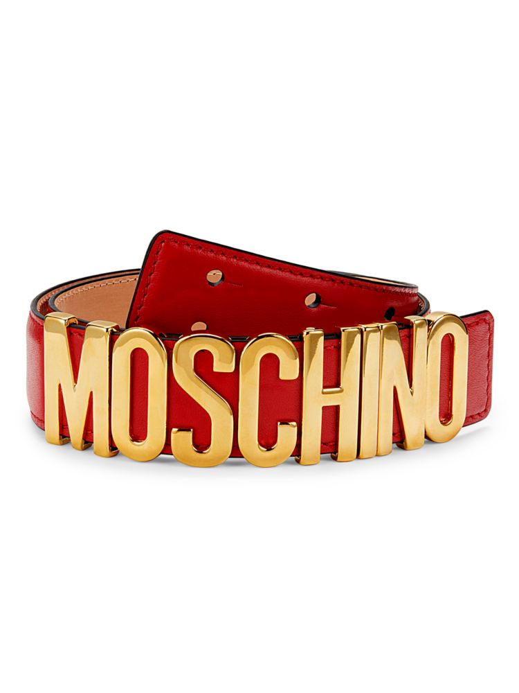 Кожаный ремень с логотипом Moschino Couture!, красный