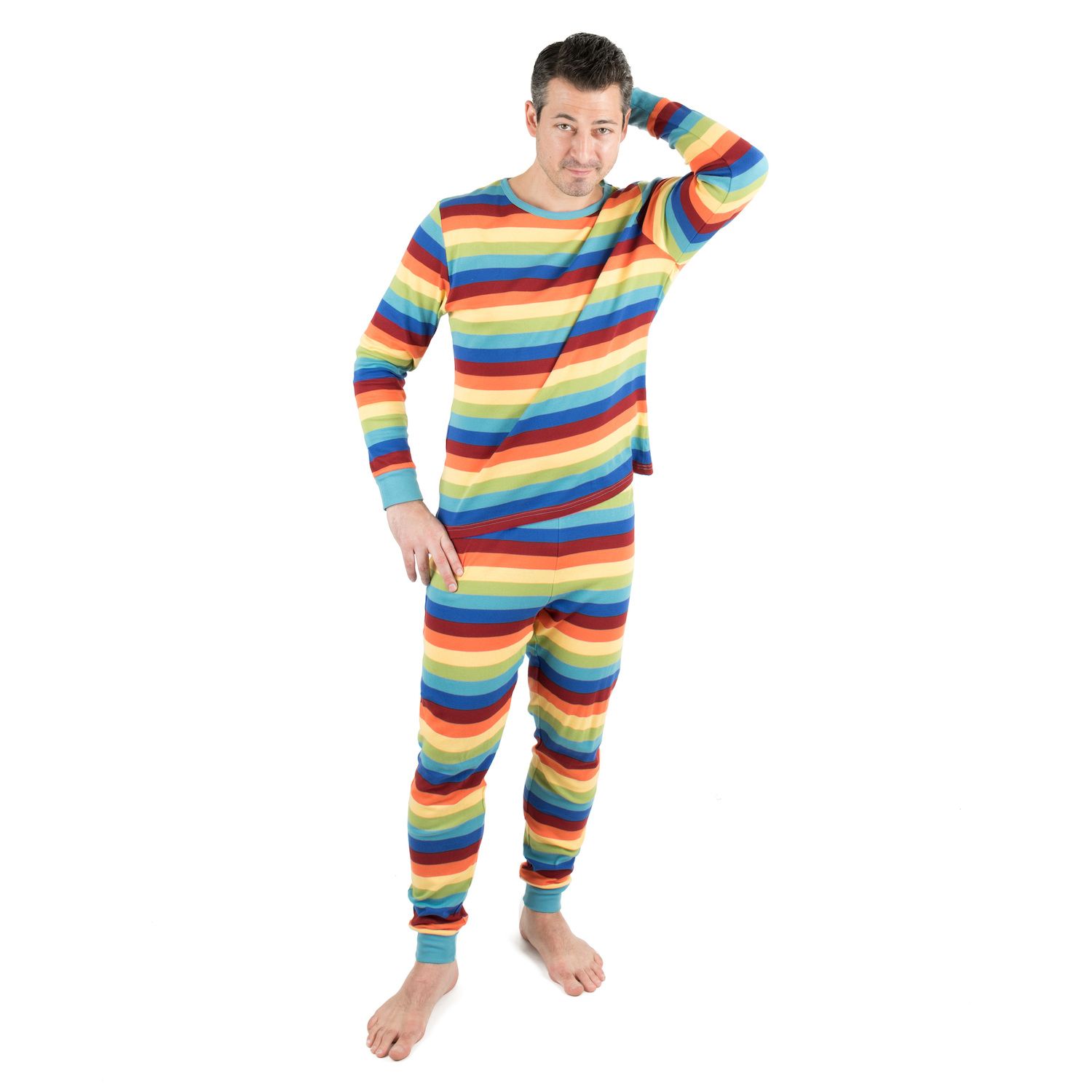 Мужская хлопковая пижама из двух частей Leveret в полоску