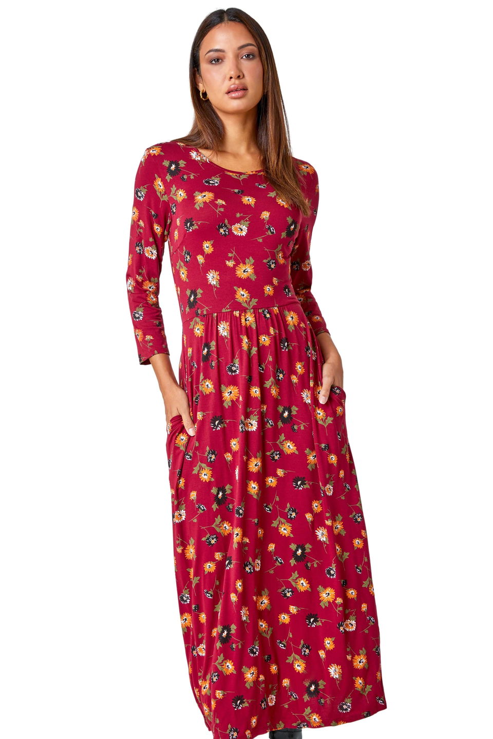 Платье миди с карманами и цветочным принтом Roman Rust цена и фото