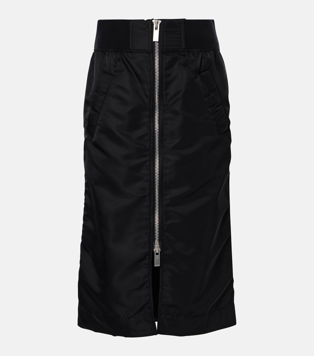 

Юбка миди из твила Sacai, черный