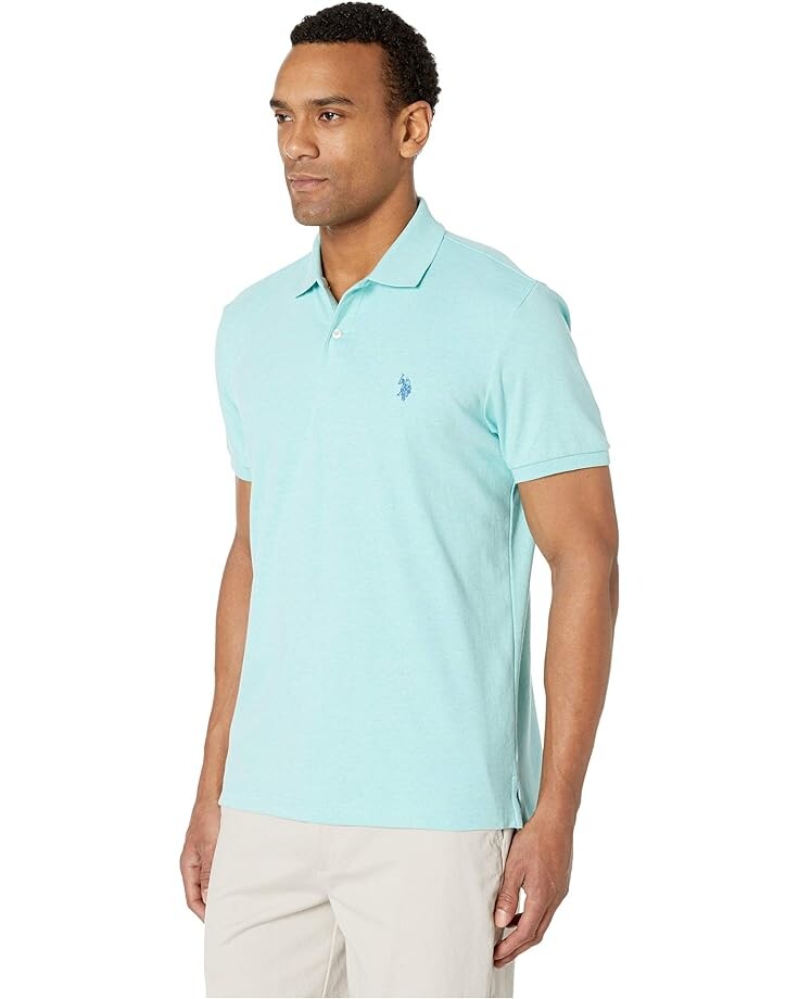 

Поло U.S. POLO ASSN. Solid Interlock Polo, цвет Jade Green Heather