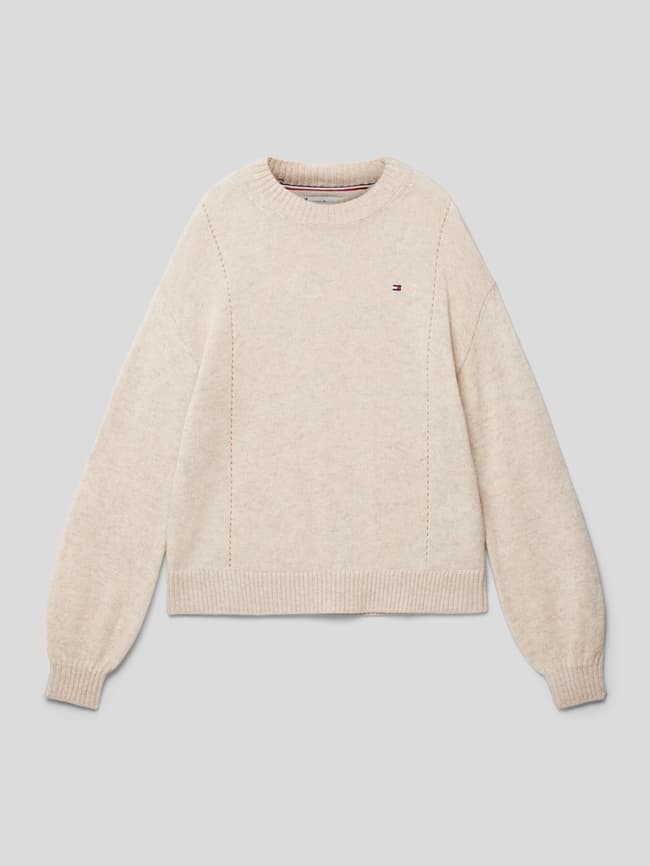

Вязаный свитер с вышивкой логотипа, модель ESSENTIAL Tommy Hilfiger, экрю