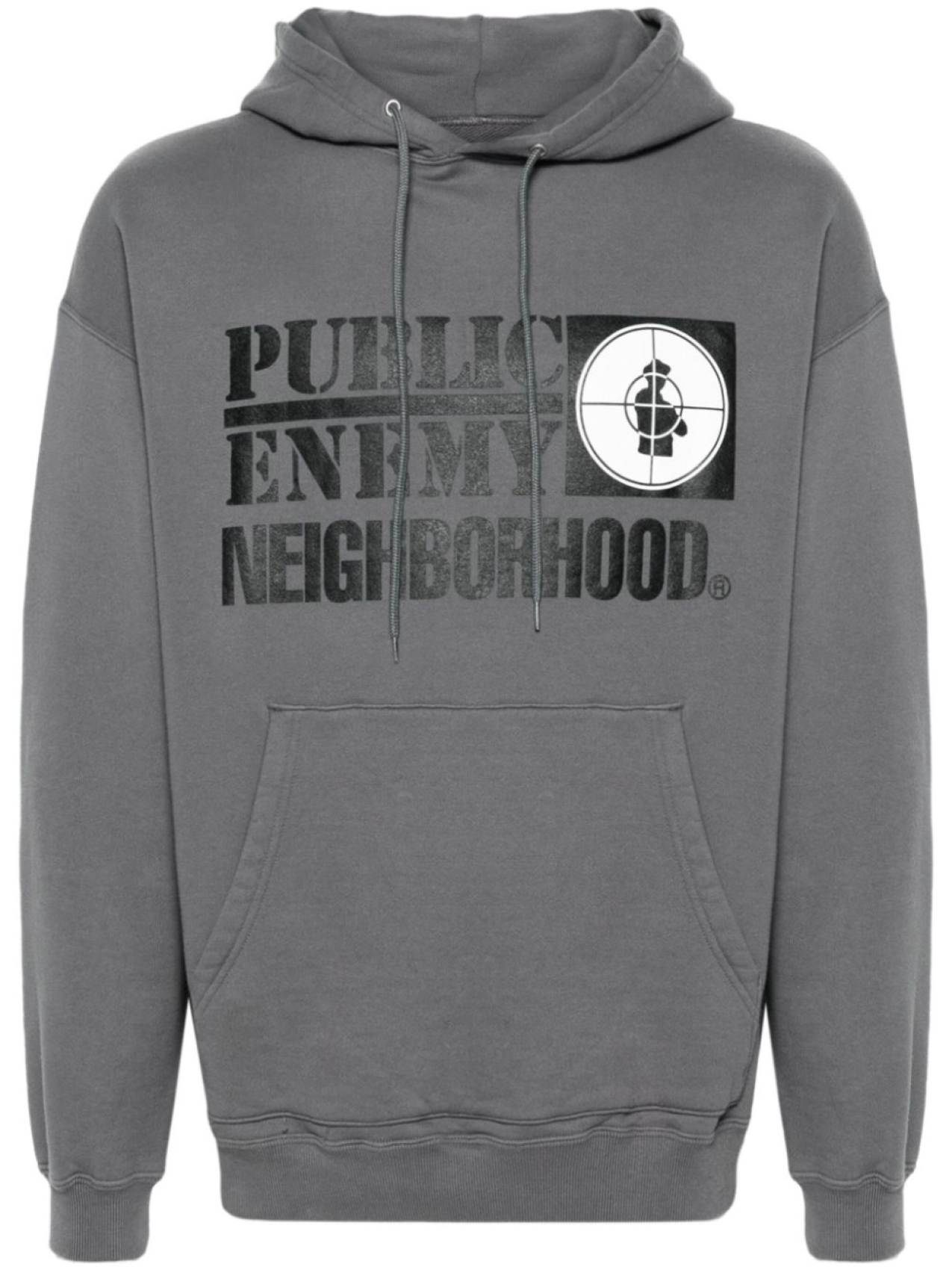 

Neighborhood худи с графичным принтом из коллаборации с Public Enemy, серый