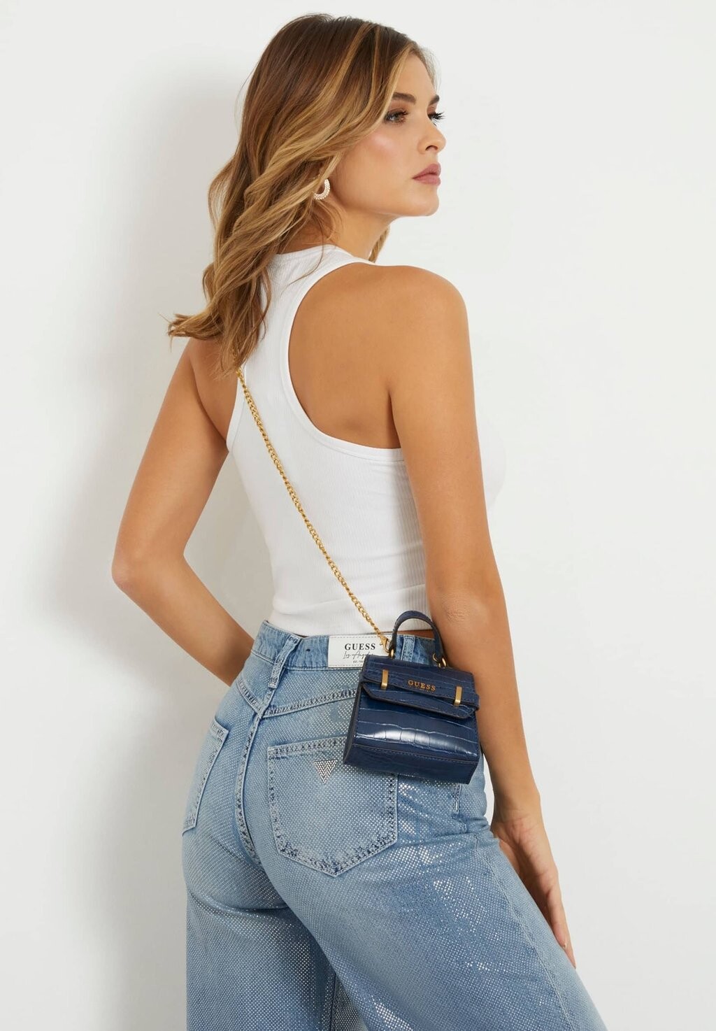 

Сумка через плечо Mini-Kroko-Print Guess, синий