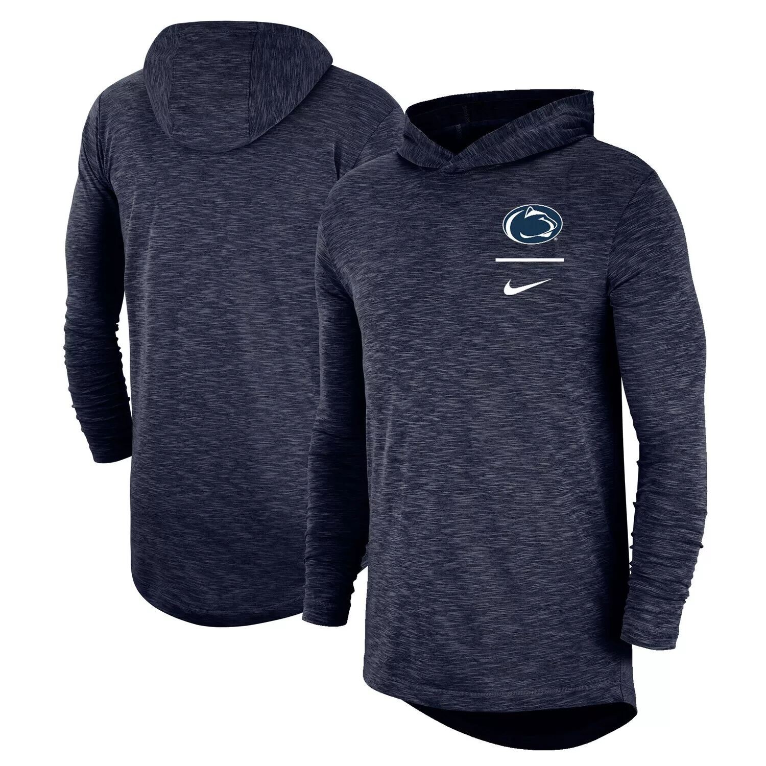 

Мужская темно-синяя футболка с капюшоном и длинными рукавами Nike Penn State Nittany Lions Slub Space-Dye Performance