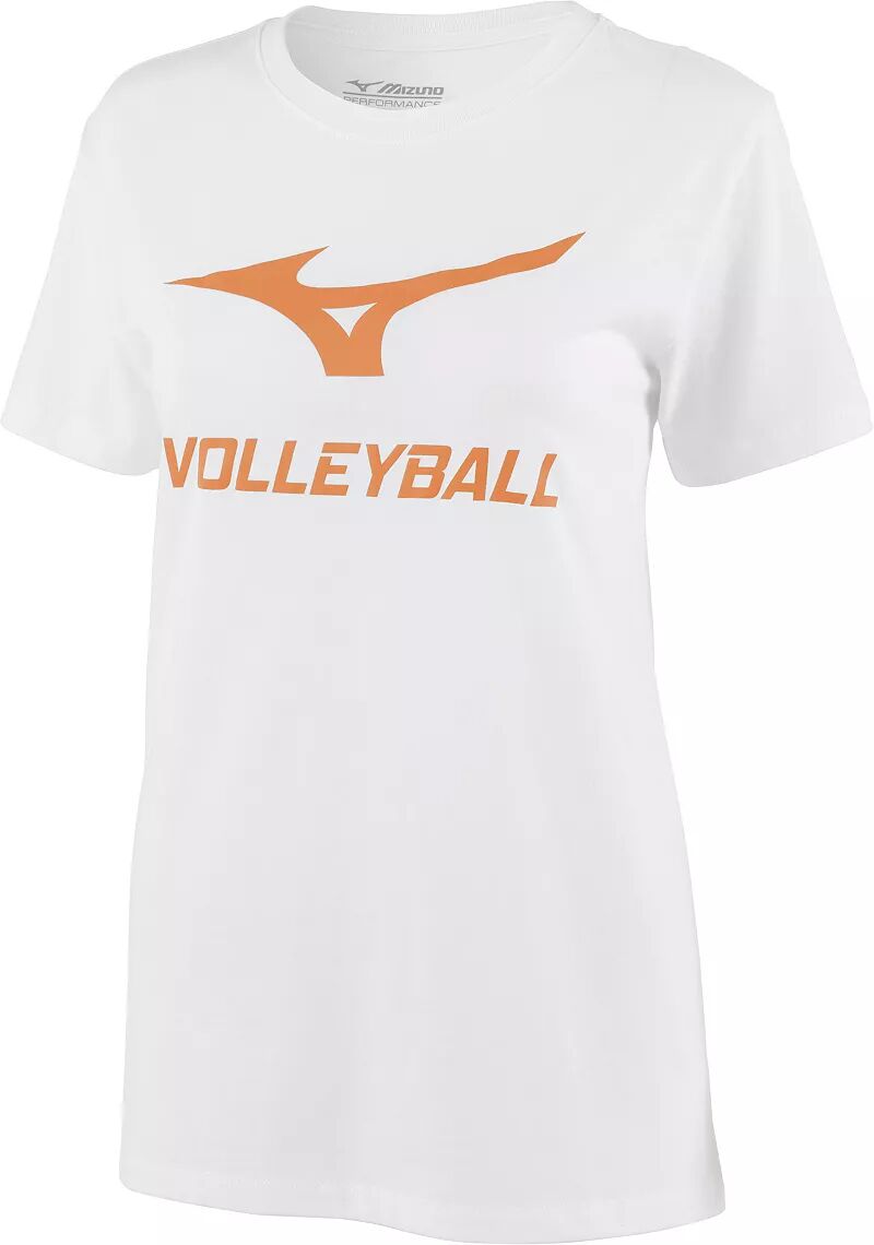 Женская футболка с рисунком Mizuno для волейбола, белый/оранжевый