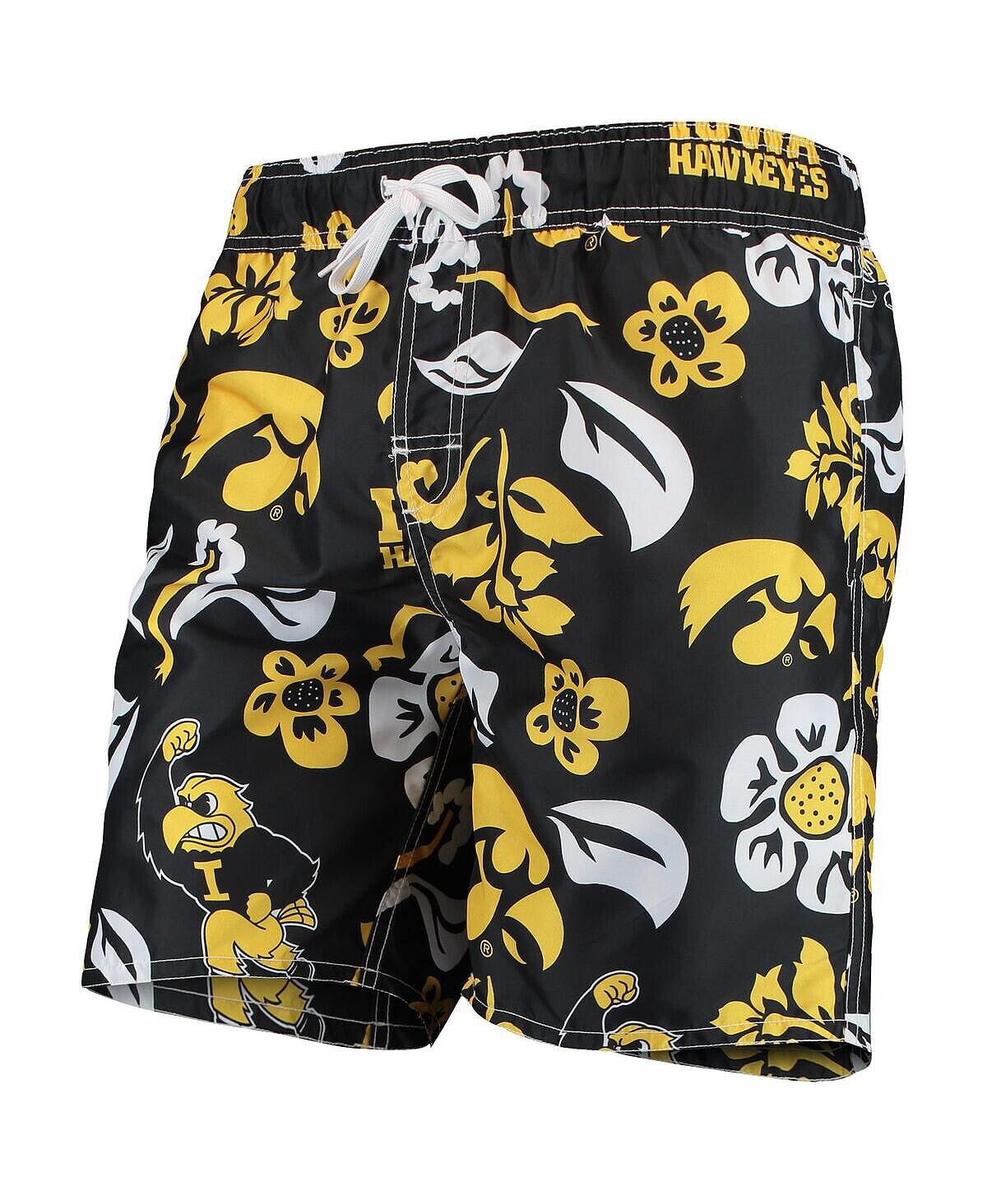 

Мужские черные плавки для волейбола с цветочным принтом Iowa Hawkeyes Wes & Willy