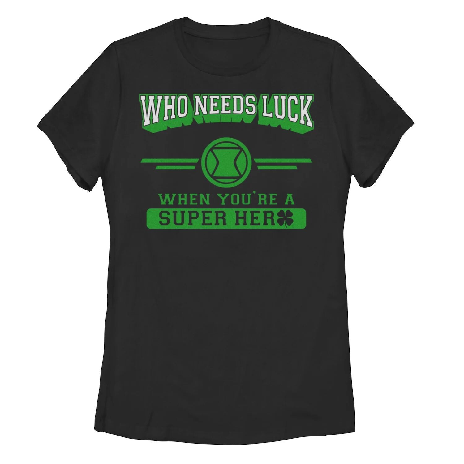 

Футболка с изображением Дня Святого Патрика для юниоров Marvel Black Widow Who Needs Luck Licensed Character
