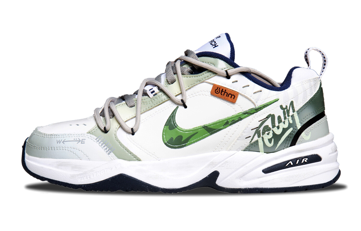

Кроссовки Nike Air Monarch 4 Chunky Sneakers Unisex Low-top Cloud White/Core Black/Green Spark, белый