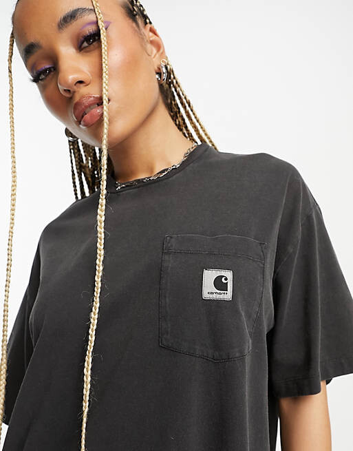

Черная длинная футболка Carhartt WIP nelson