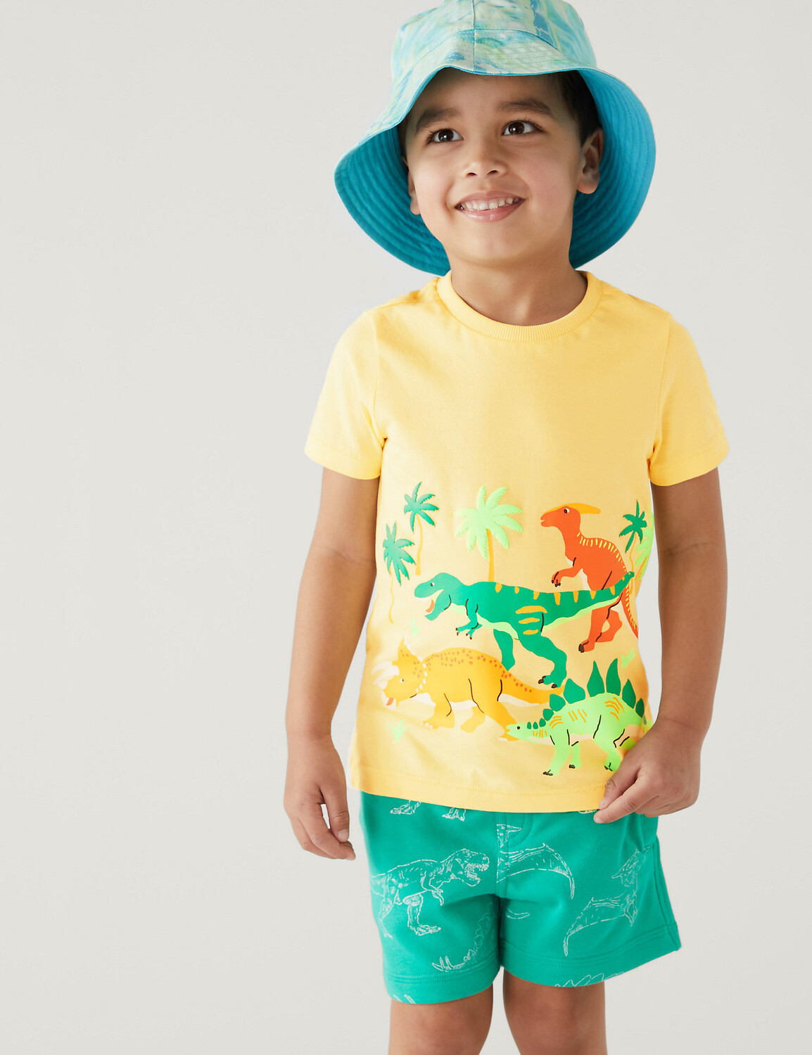 

Футболка из чистого хлопка с принтом динозавра (2–8 лет) Marks & Spencer, желтый