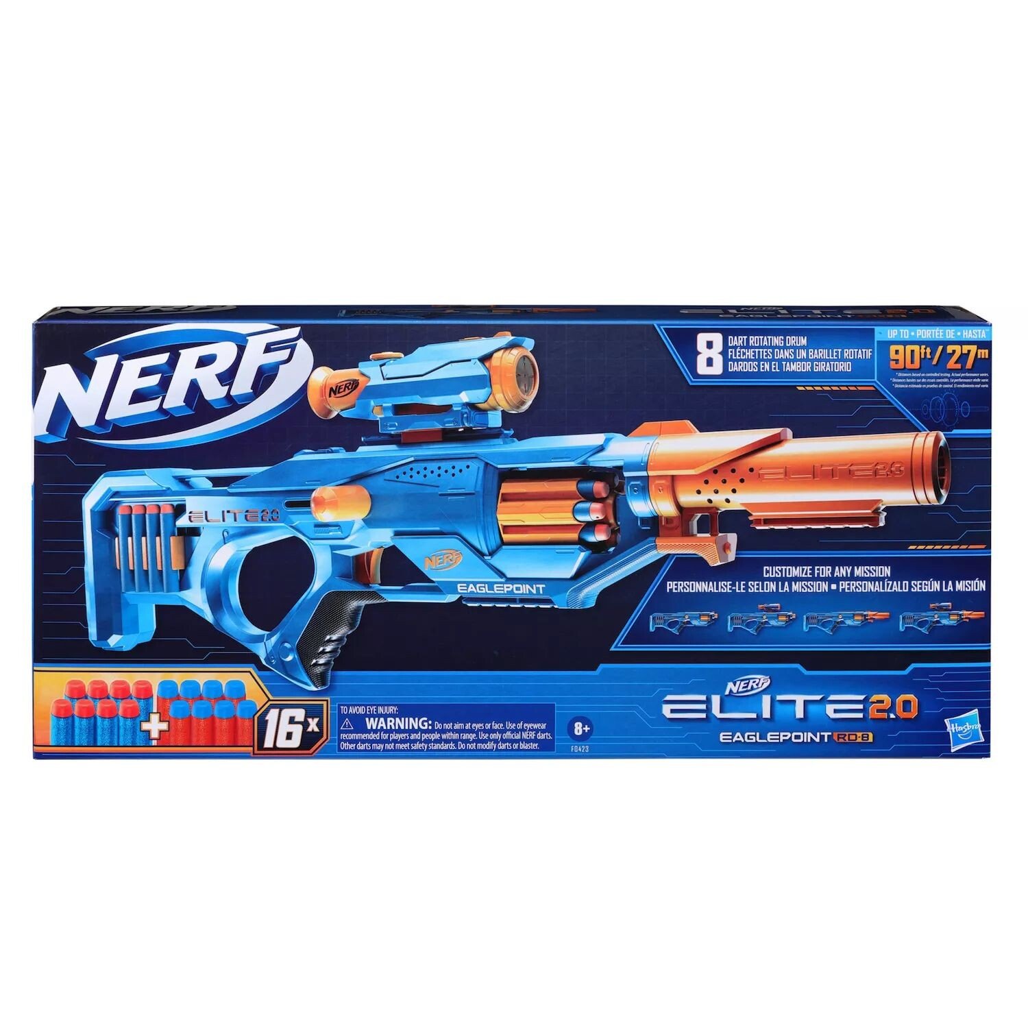 

Nerf Elite 2.0 Eaglepoint RD-8 Пенный бластер для дротиков Nerf