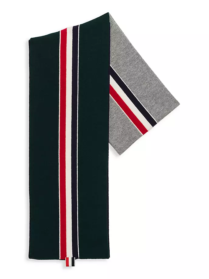 Полосатый шерстяной шарф Thom Browne, серый полосатый шерстяной шарф kenzo черный