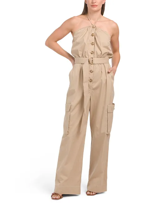 

Комбинезон Bari Cargo из смесового хлопка Halston, цвет Safari