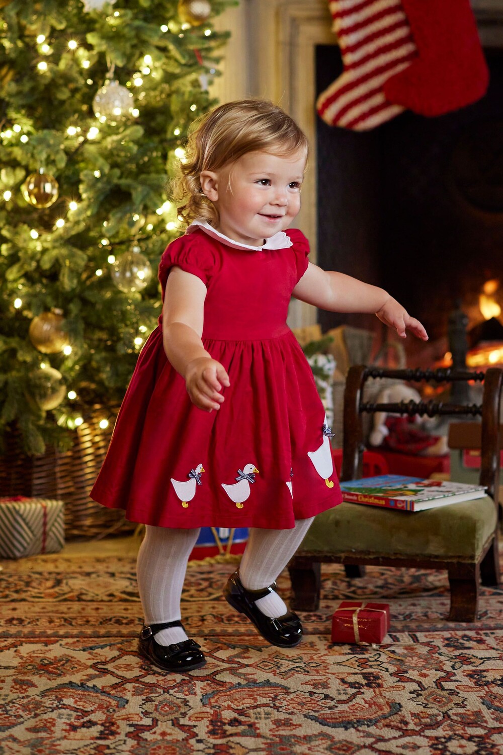 

Хлопковое платье Little Red Jemima с воротником Trotters London, красный