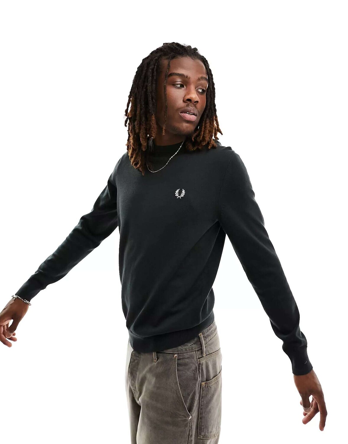 

Классический джемпер с круглым вырезом Fred Perry темно-зеленого цвета, Зеленый